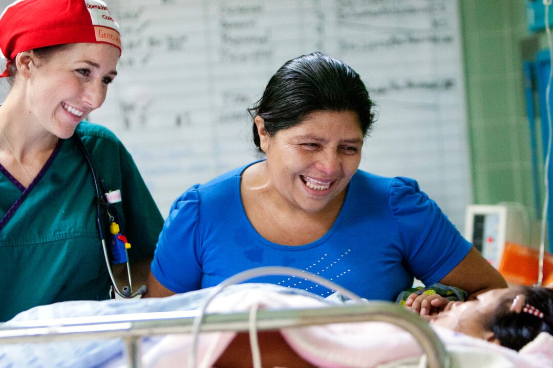 11-years-old Ana's mum sees her daughter for the first time after cleft surgery. Photo: Erin Lubin