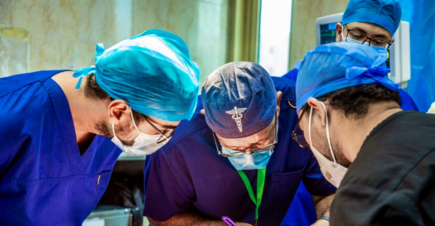 Libyan surgical volunteers observing Operation Smile Egypt volunteer surgeon Dr. Mostafa Elsonbaty. Operation Smile photo.