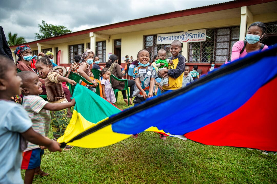 Honoré playing during a cleft surgery screening. Photo:Jorgen Hildebrandt