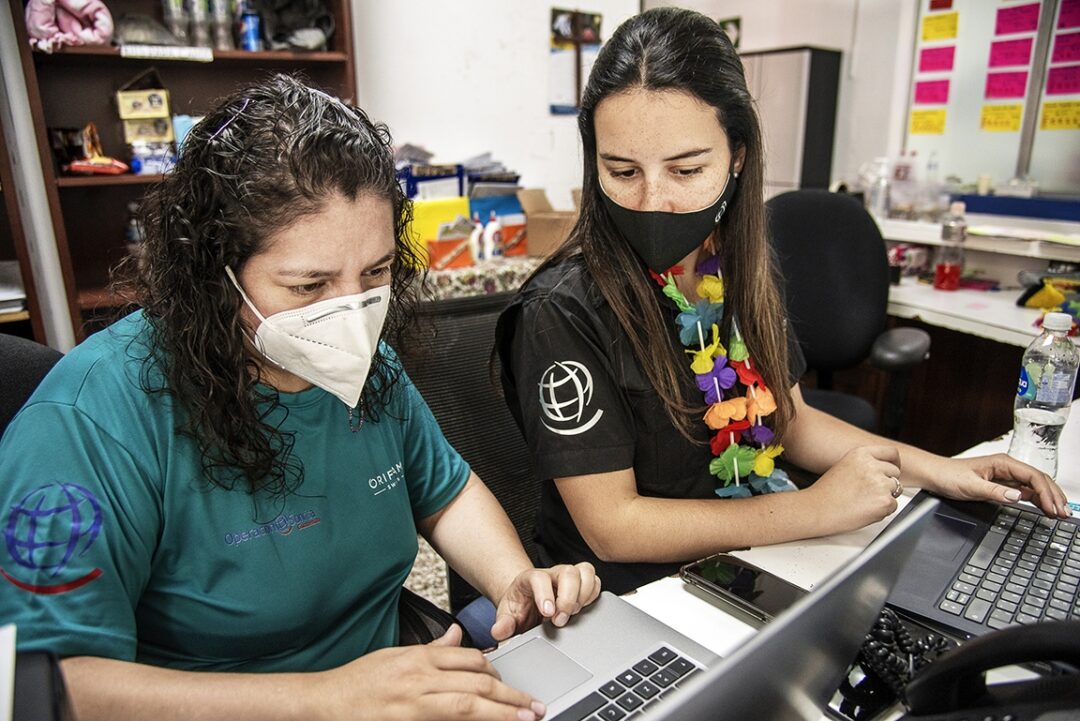 Centre coordinator Rosa Solares, left, and Paola Arroyave during a 2022 Operation Smile Guatemala surgical programme in Guatemala City. Photo: Rohanna Mertens.