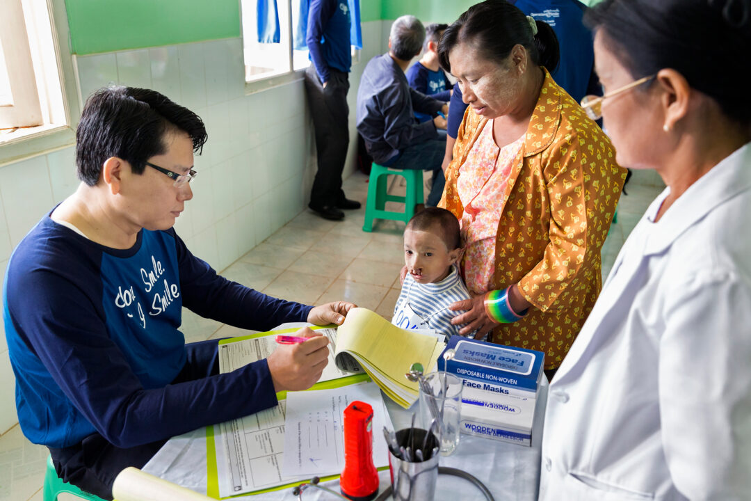 cleft patient seeing by volunteer dentist before cleft surgery.