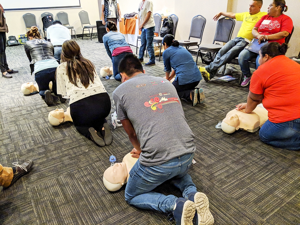 Operation Smile medical volunteers from across Latin America practice BLS. Photo: Vania Tally.