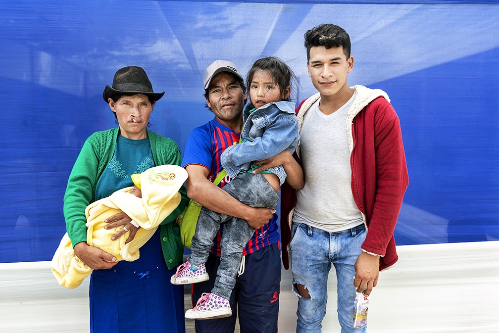 Andrea and Kyungmin, left, Santos and his daughter, Liz, right, and Juan Carlos pose for a photo during screening day. Photo: Margherita Mirabella.